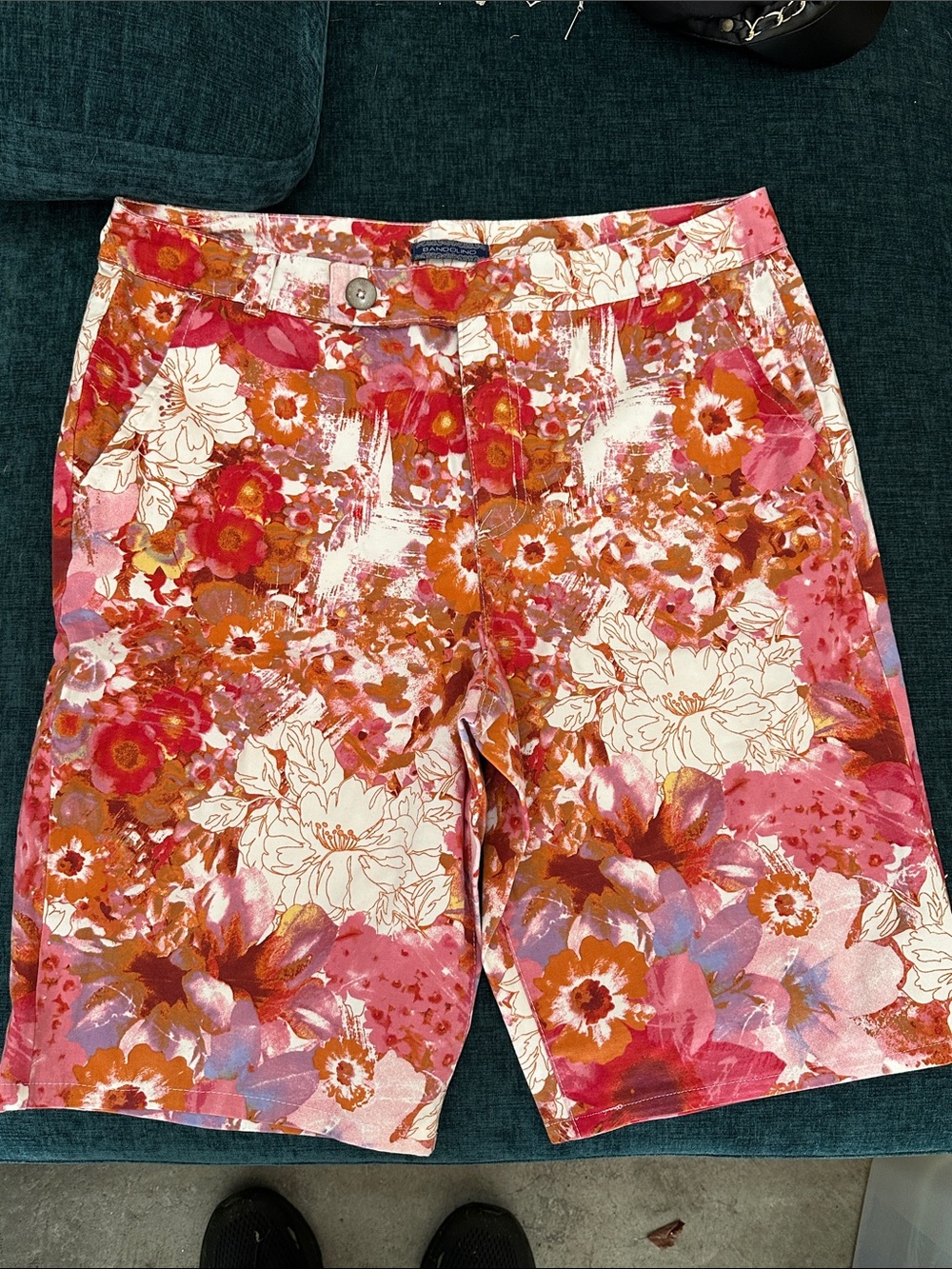 Floral Print Chino Shorts - Pink & Orange